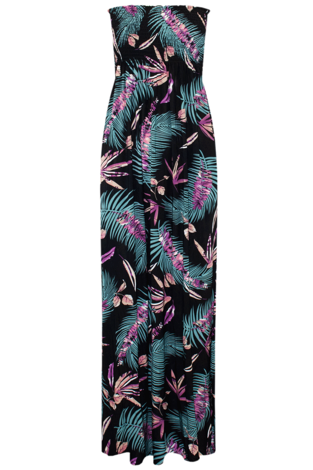 Tropical Print Bardot Cream Maxi Dress