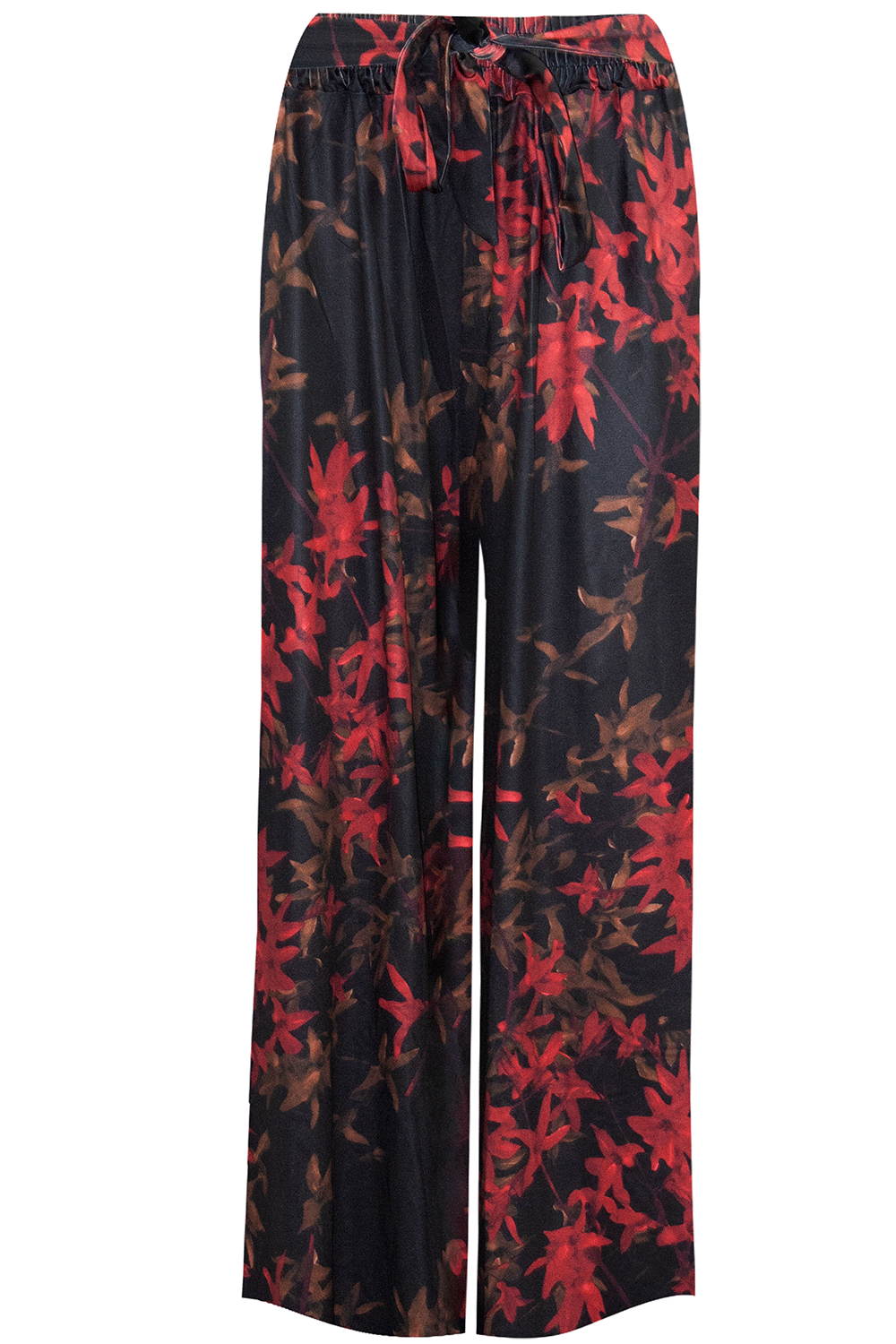 High Waist Yellow Tropical Print Wide Leg Pants