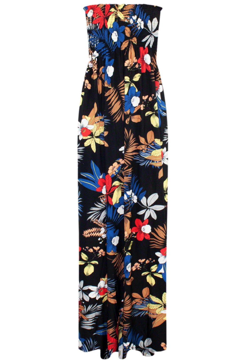 Tropical Print Bardot Cream Maxi Dress