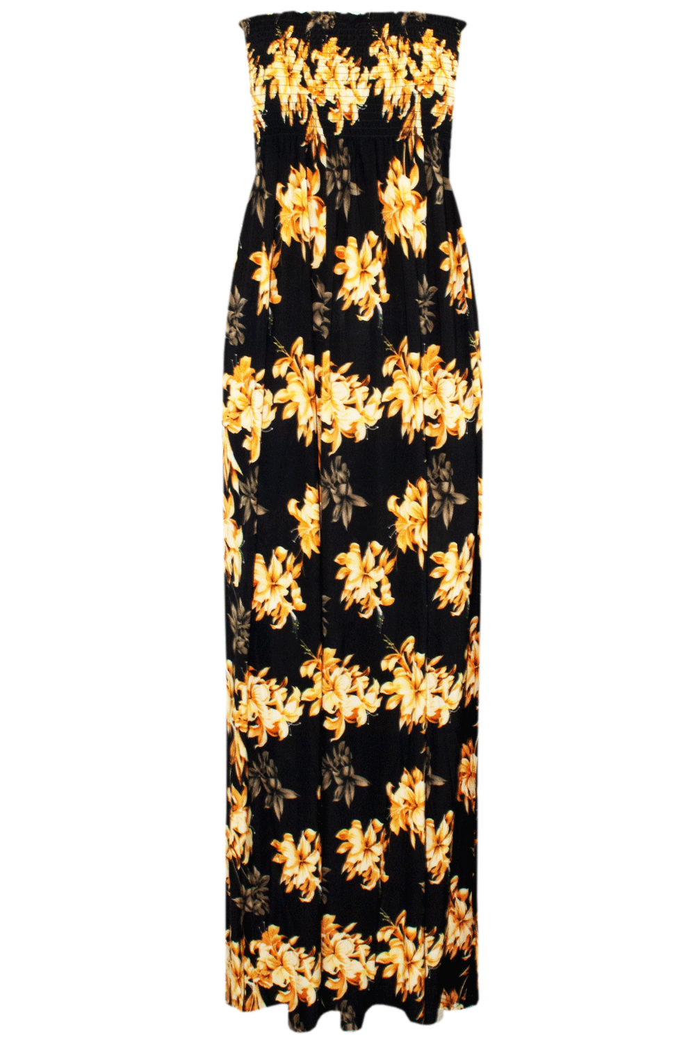 Tropical Print Bardot Cream Maxi Dress