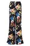 High Waist Red Floral Wide Leg Trousers