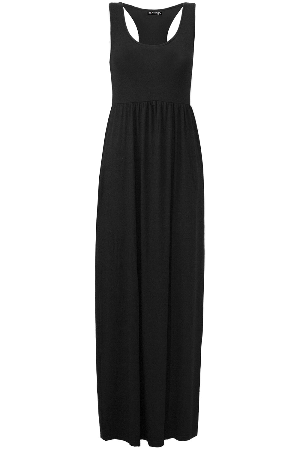 Jersey Sleeveless Maxi Dress with Pockets - bejealous-com