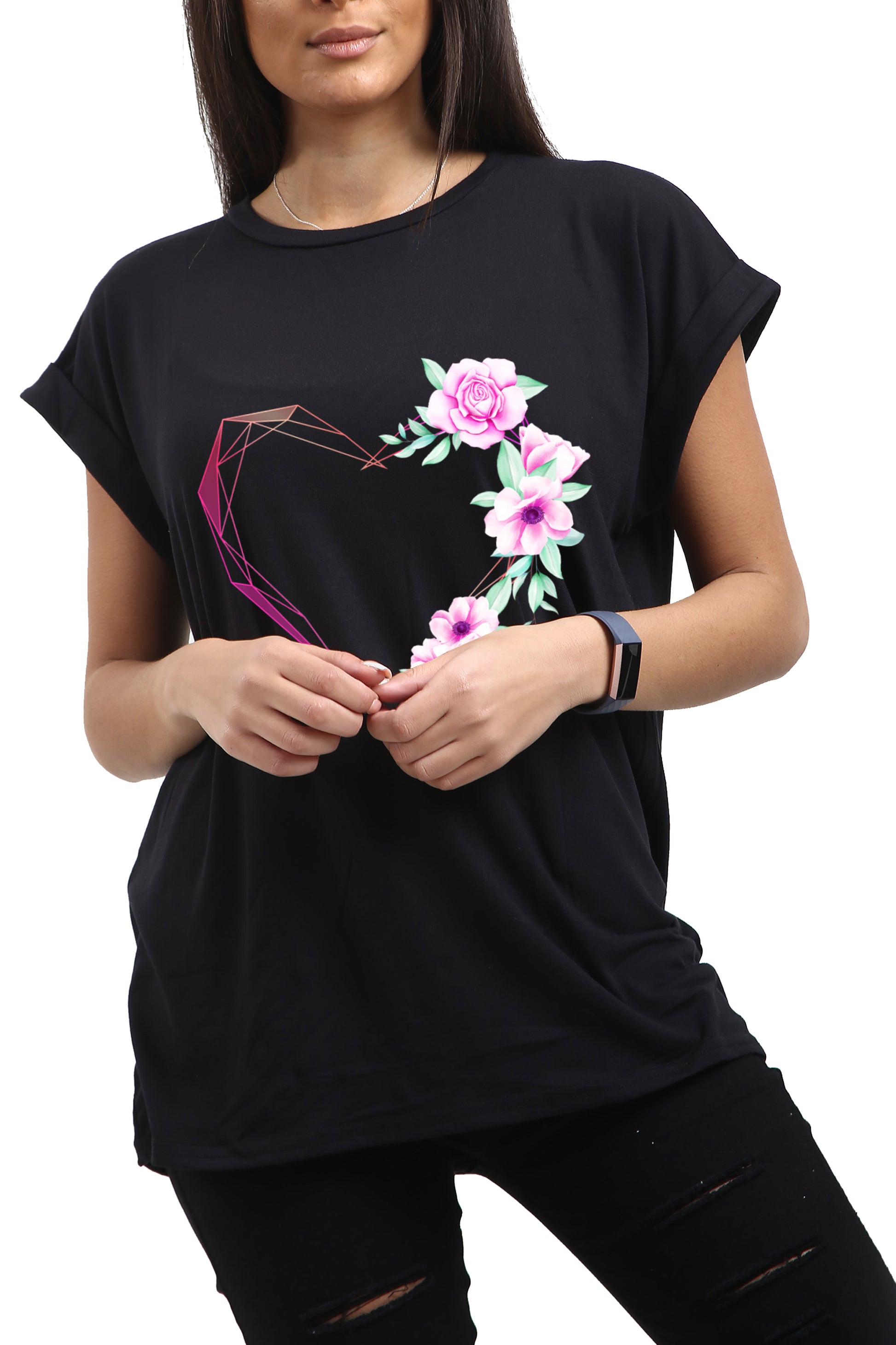 Jane Floral Heart Printed Basic Top