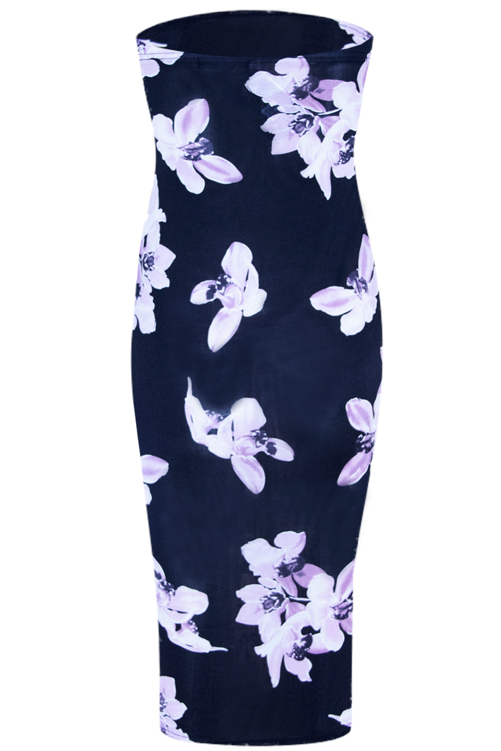 Bandeau Red Floral Print Midi Tube Dress