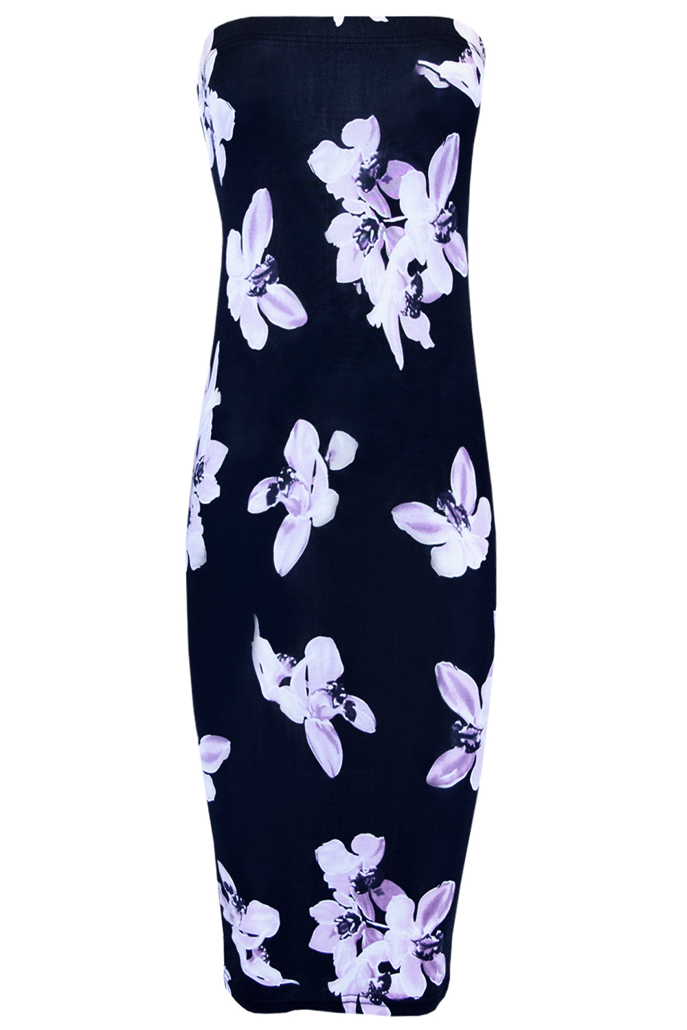 Bandeau Red Floral Print Midi Tube Dress