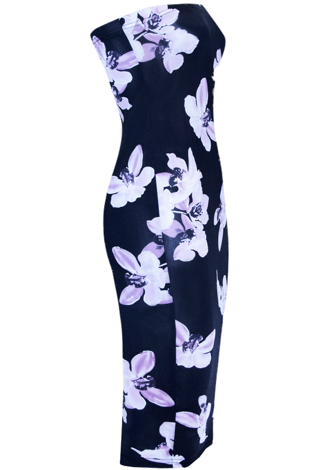Bandeau Red Floral Print Midi Tube Dress