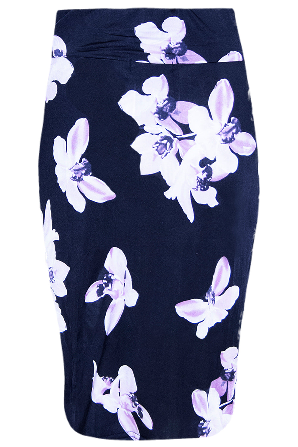 Cream High Waisted Tropical Print Midi Skirt