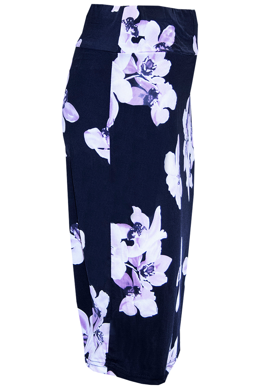 Cream High Waisted Tropical Print Midi Skirt