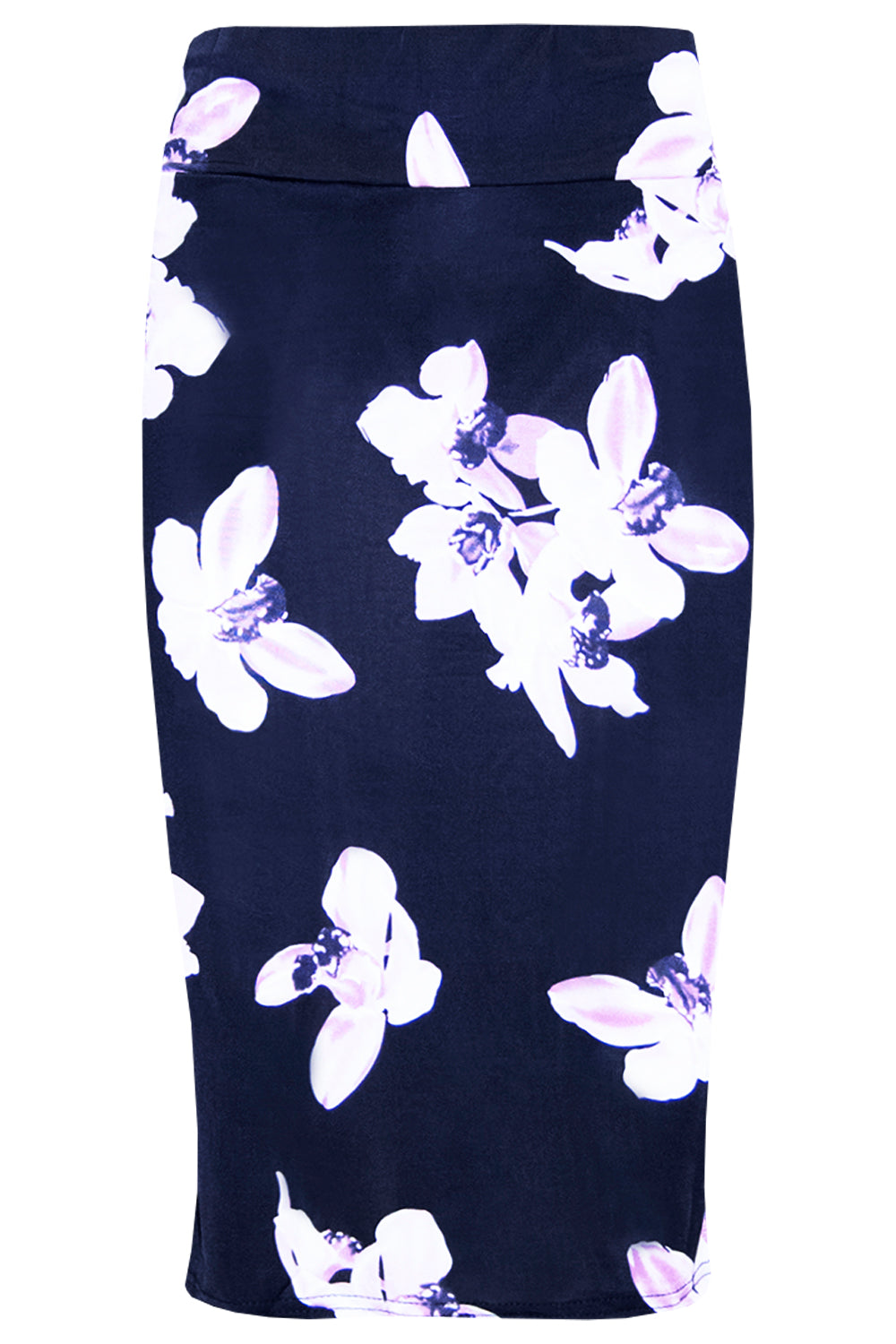 Cream High Waisted Tropical Print Midi Skirt