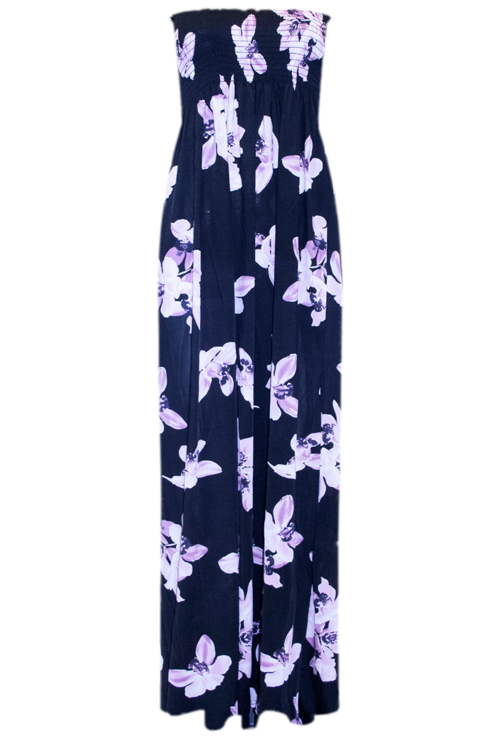 Tropical Print Bardot Cream Maxi Dress