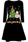 Long Sleeve Christmas Print Mini Dress - bejealous-com