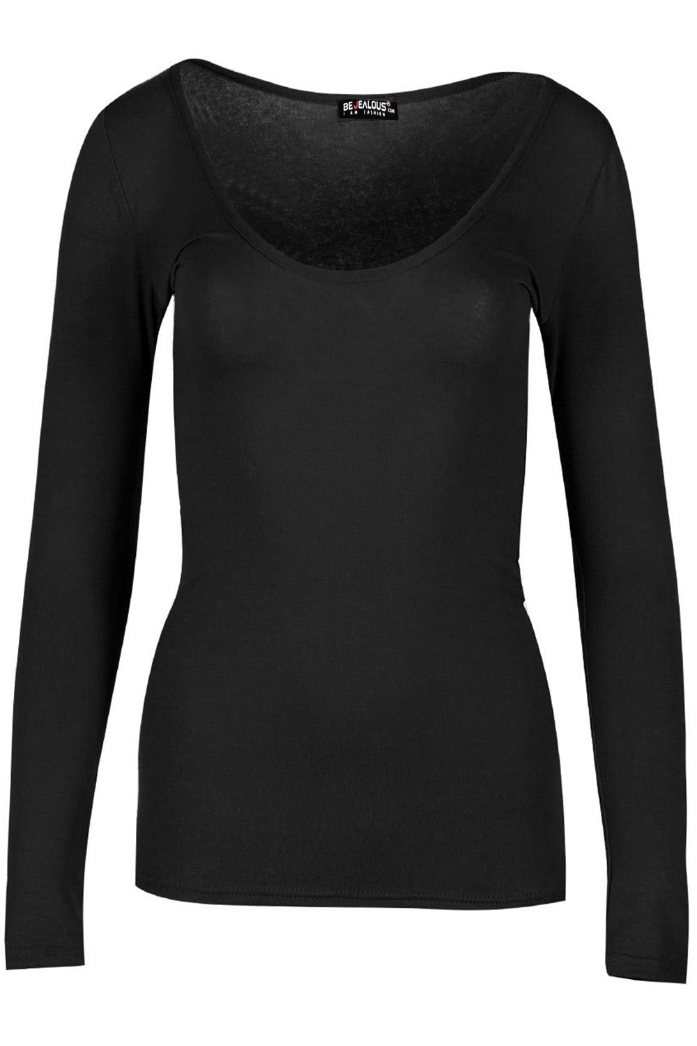 Aria Scoop Neck Long Sleeve Plain T Shirt