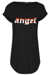 Lily Fire Angel Printed Curved Hem T Shirt