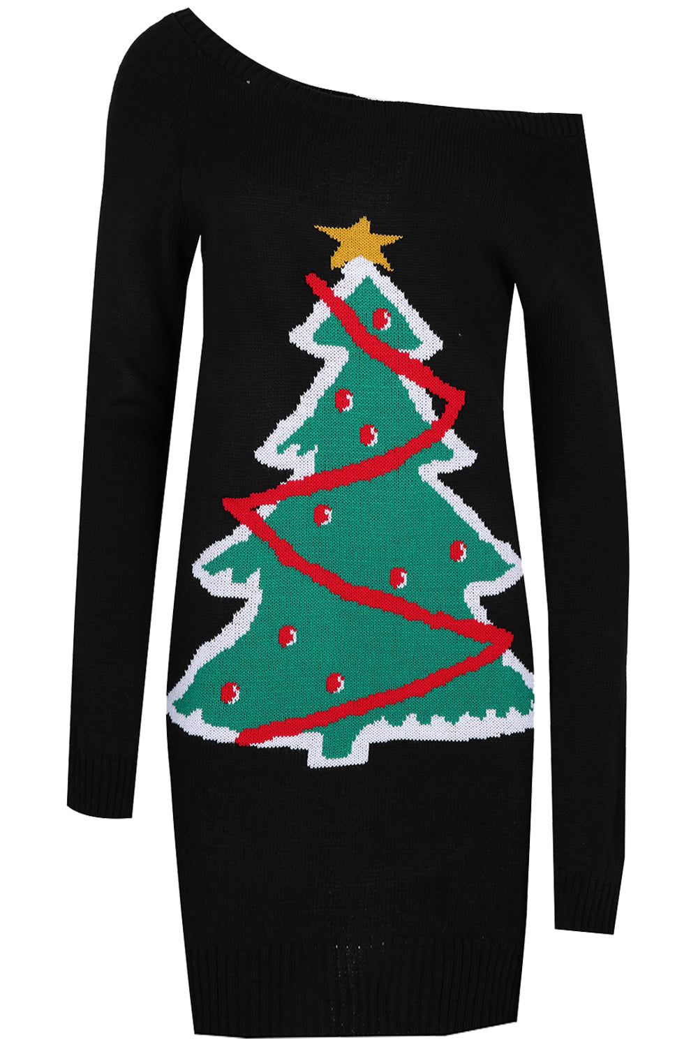Isla Christmas Tree Star Knit Jumper Dress