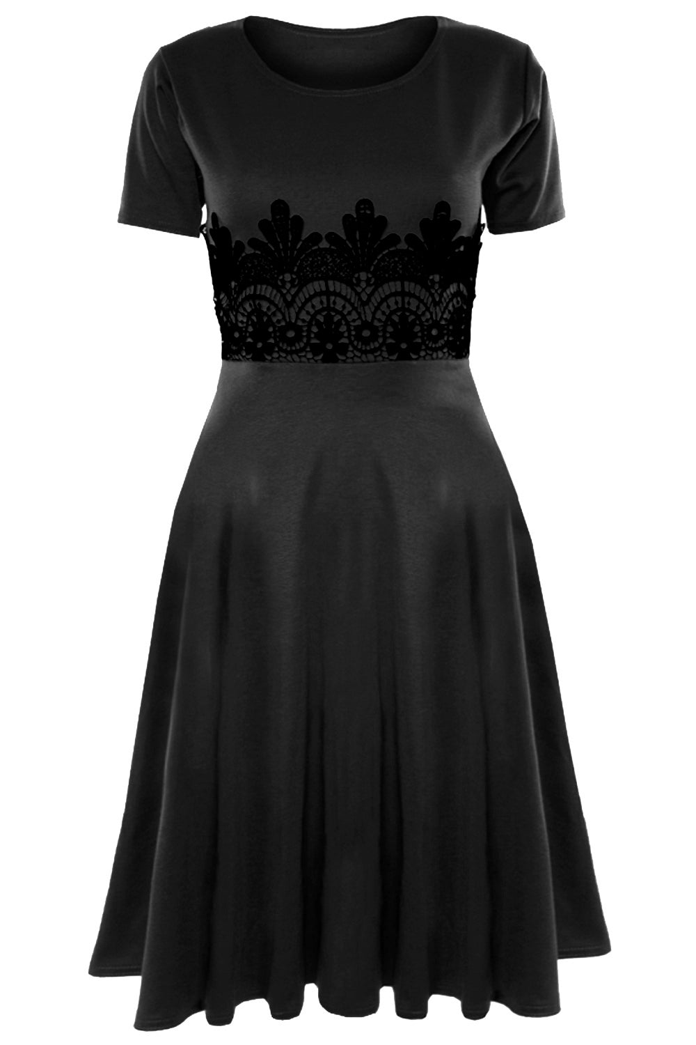 Amarah Cap Sleeve Lace Insert Midi Skater Dress