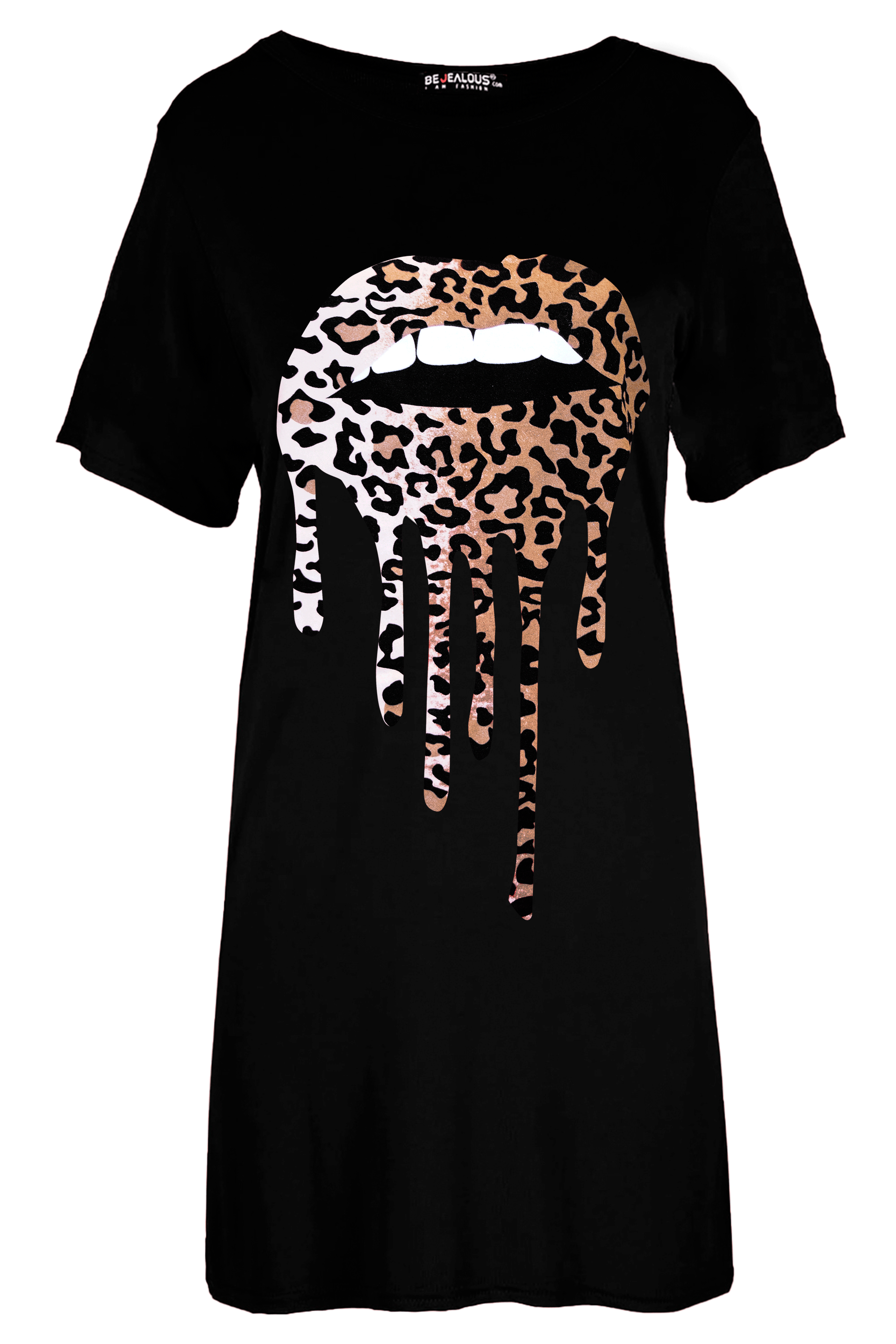 Aria Leopard Lips Oversized T-Shirt Dress