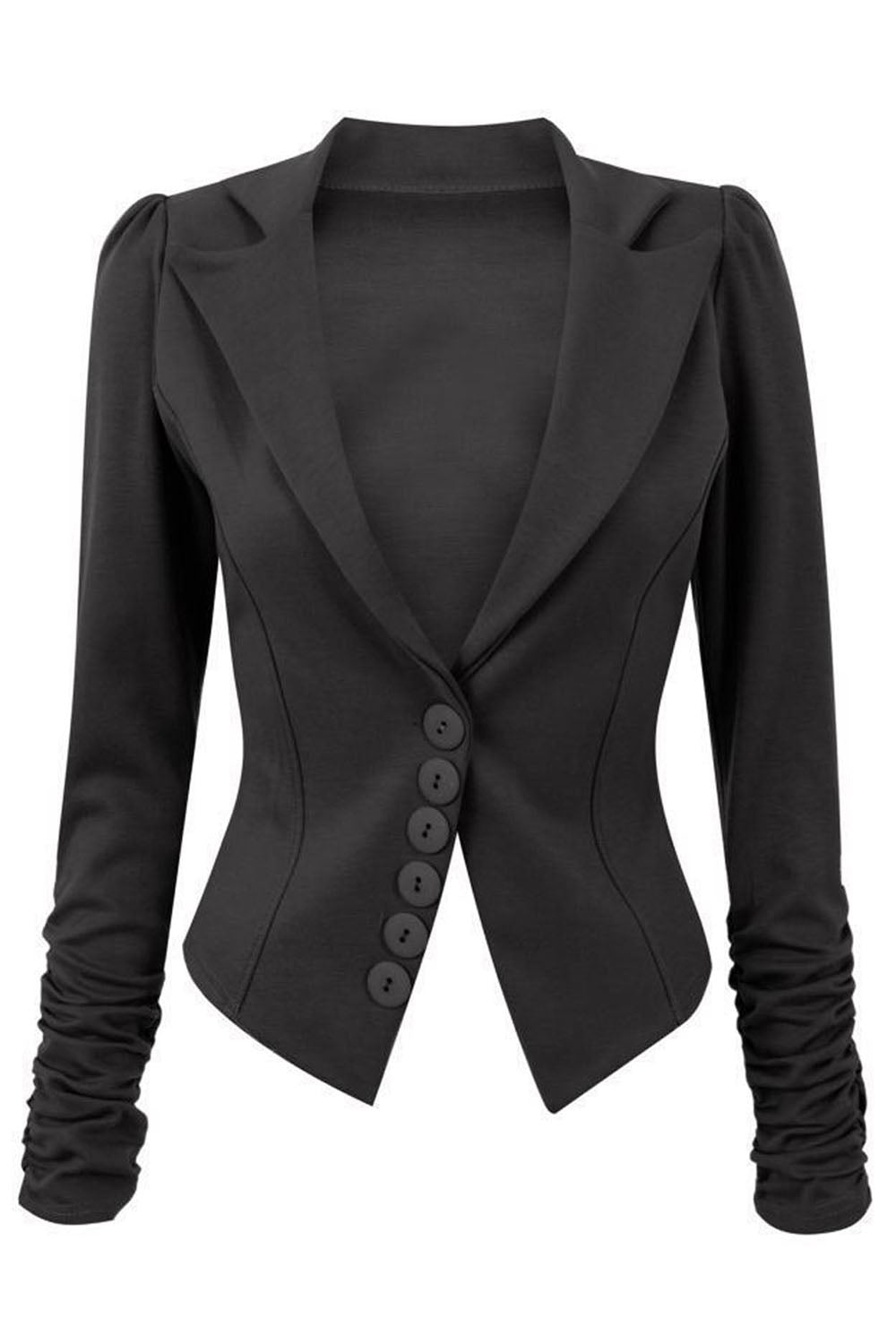 Lily 6 Buttons Ruched Long Sleeve Jacket Blazer