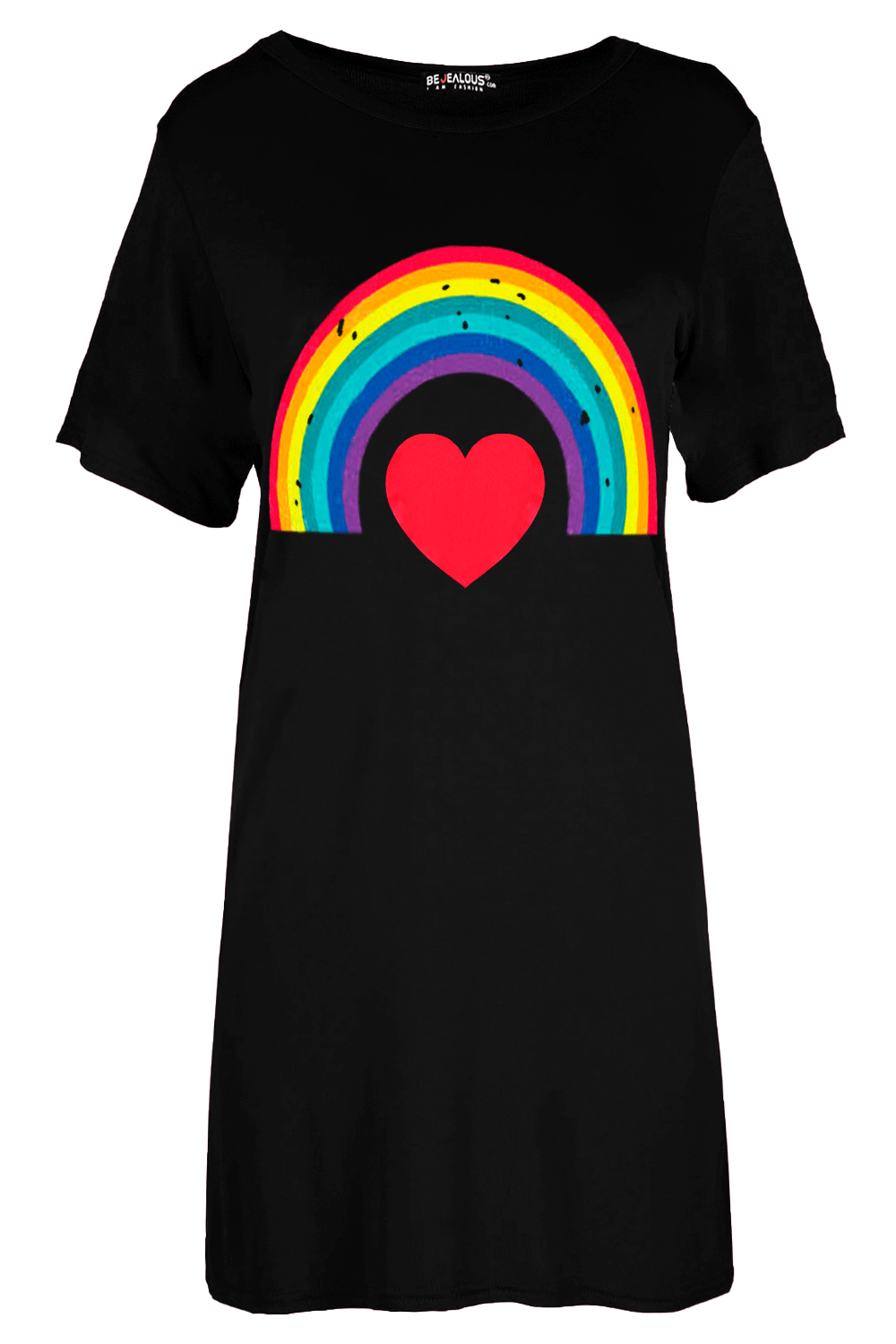 Ruby Rainbow Heart Oversized Baggy T-Shirt Dress