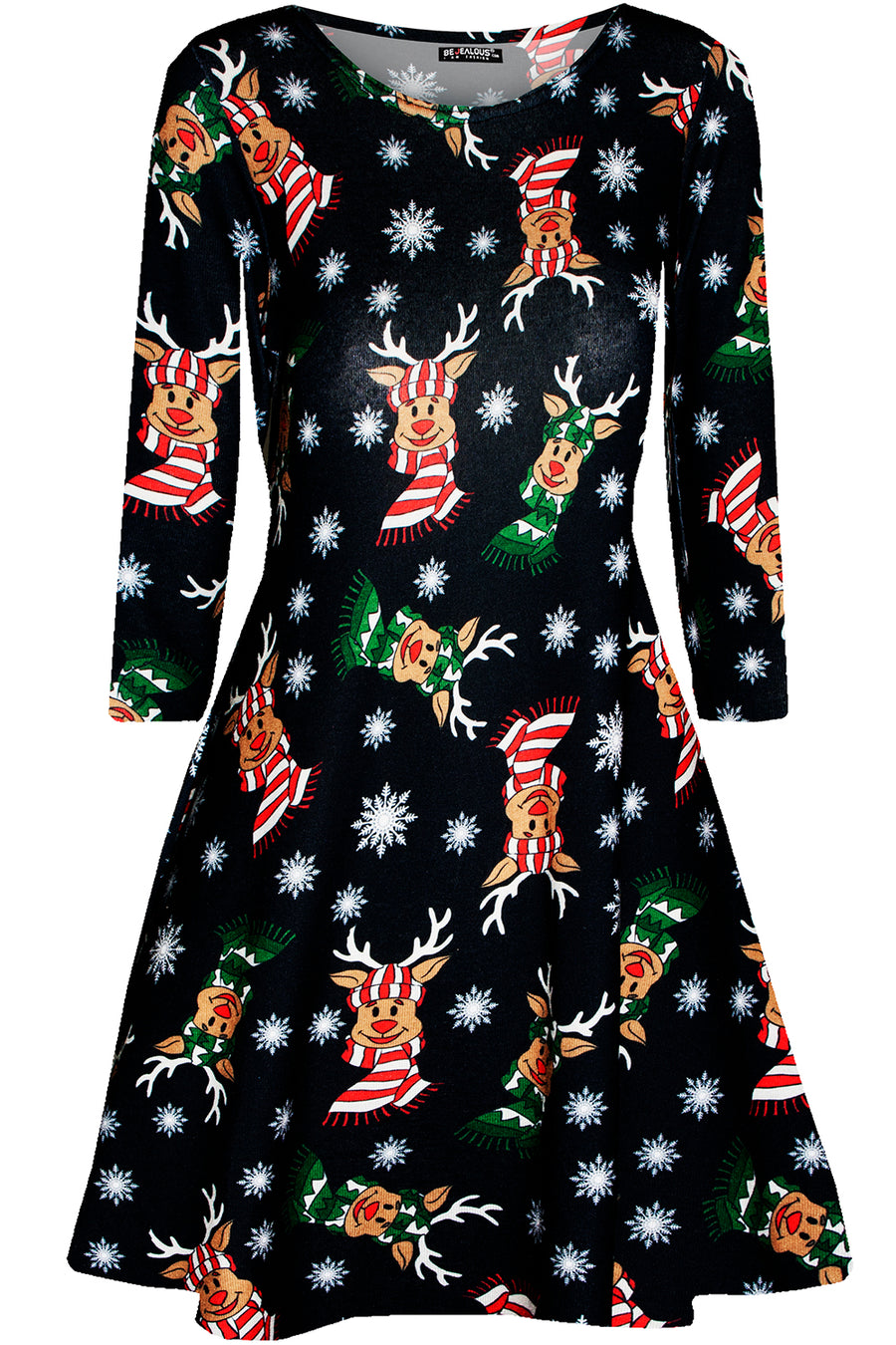 Lily Long Sleeve Christmas Print Swing Dress