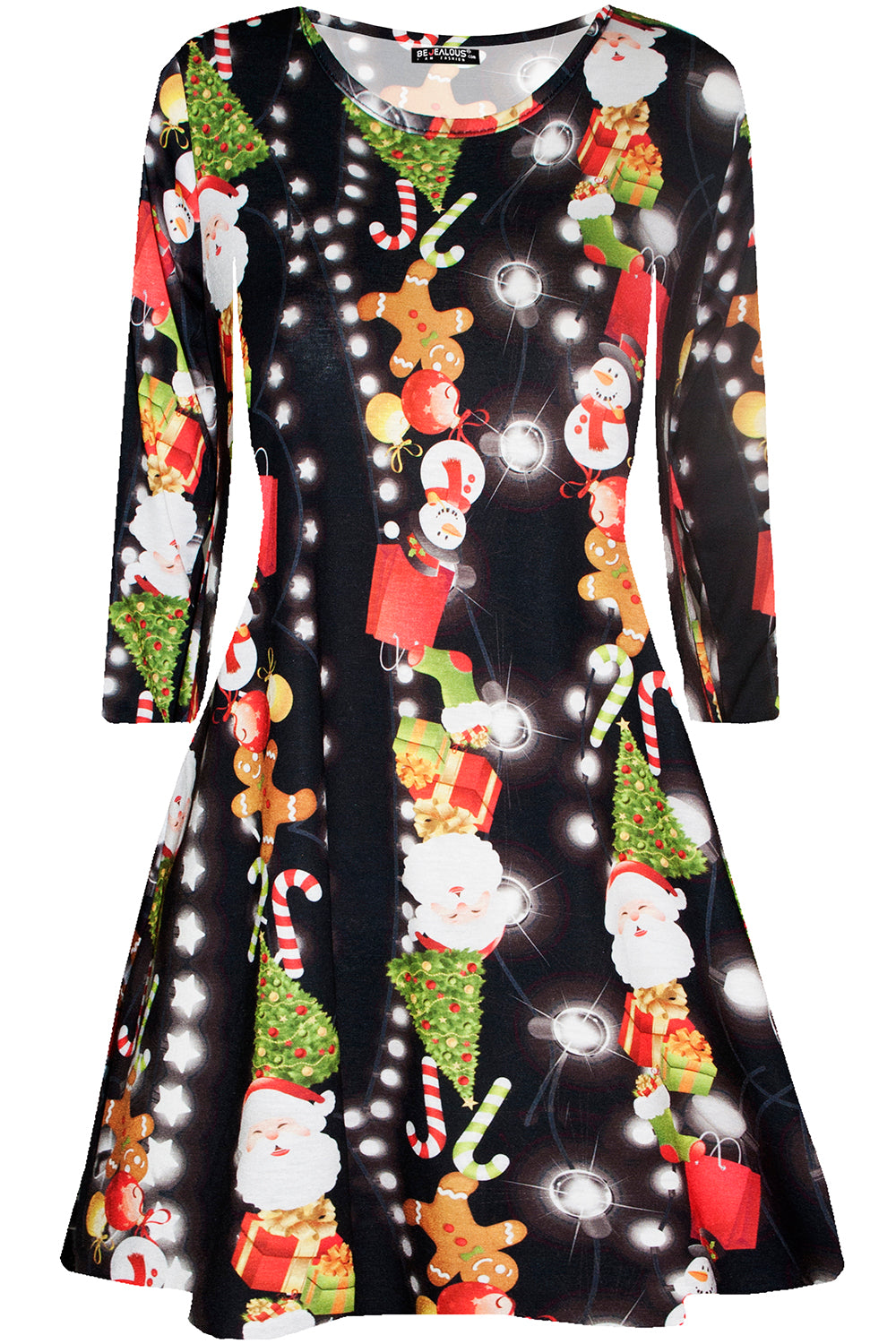 Lily Long Sleeve Christmas Print Swing Dress