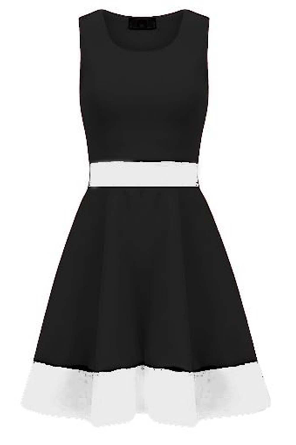Sarah Sleeveless Contrast Panelled Skater Dress