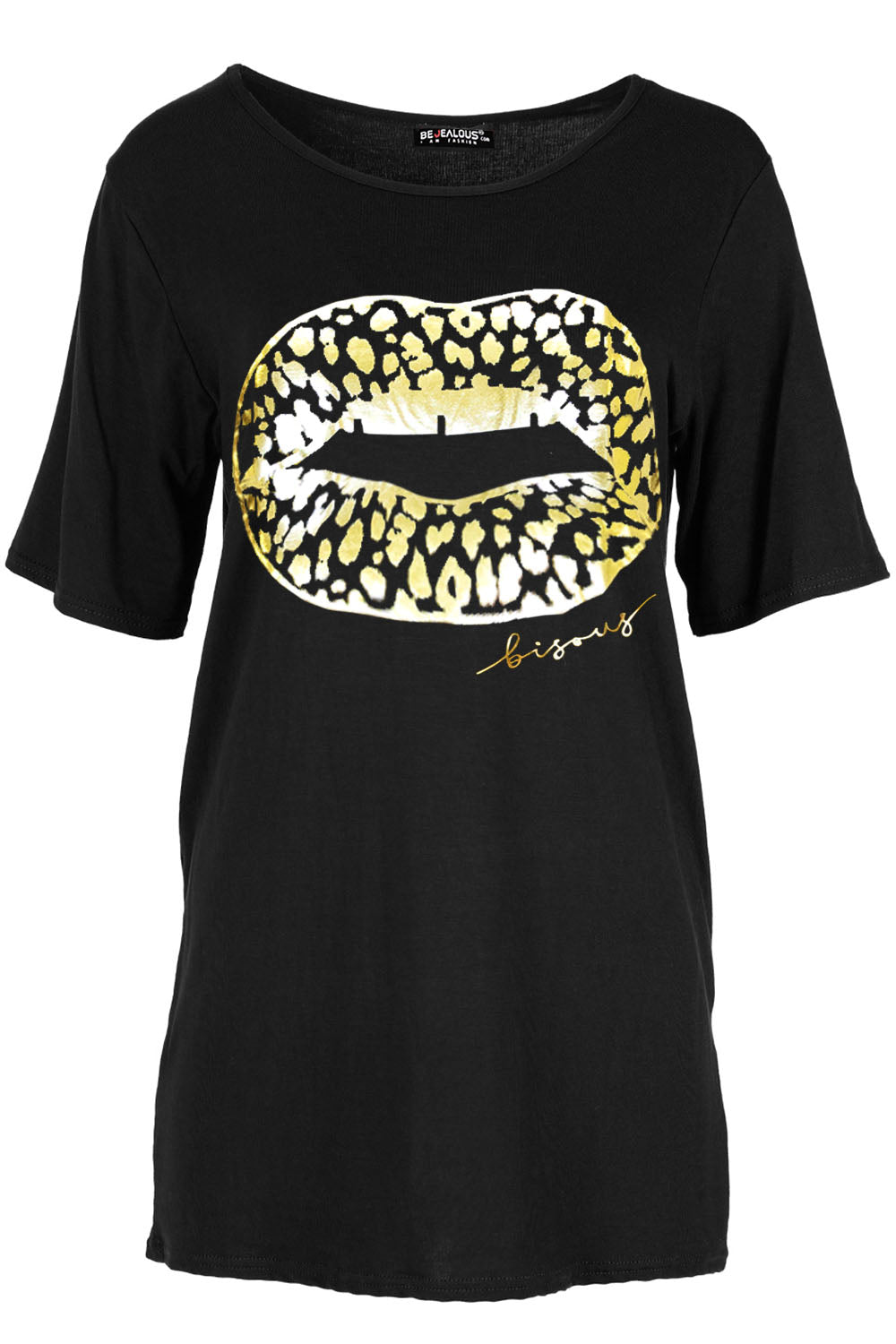 Amelia Gold Foil Lips Printed Baggy Oversized T Shirt