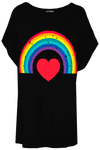 Aria Rainbow Heart Batwing Oversized T Shirt