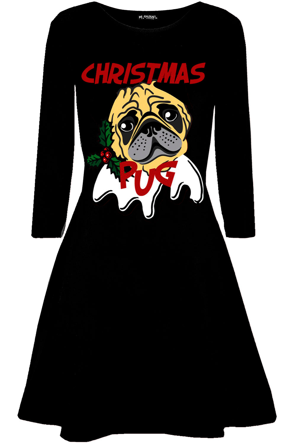 Christmas Pug Red Mini Swing Dress - bejealous-com