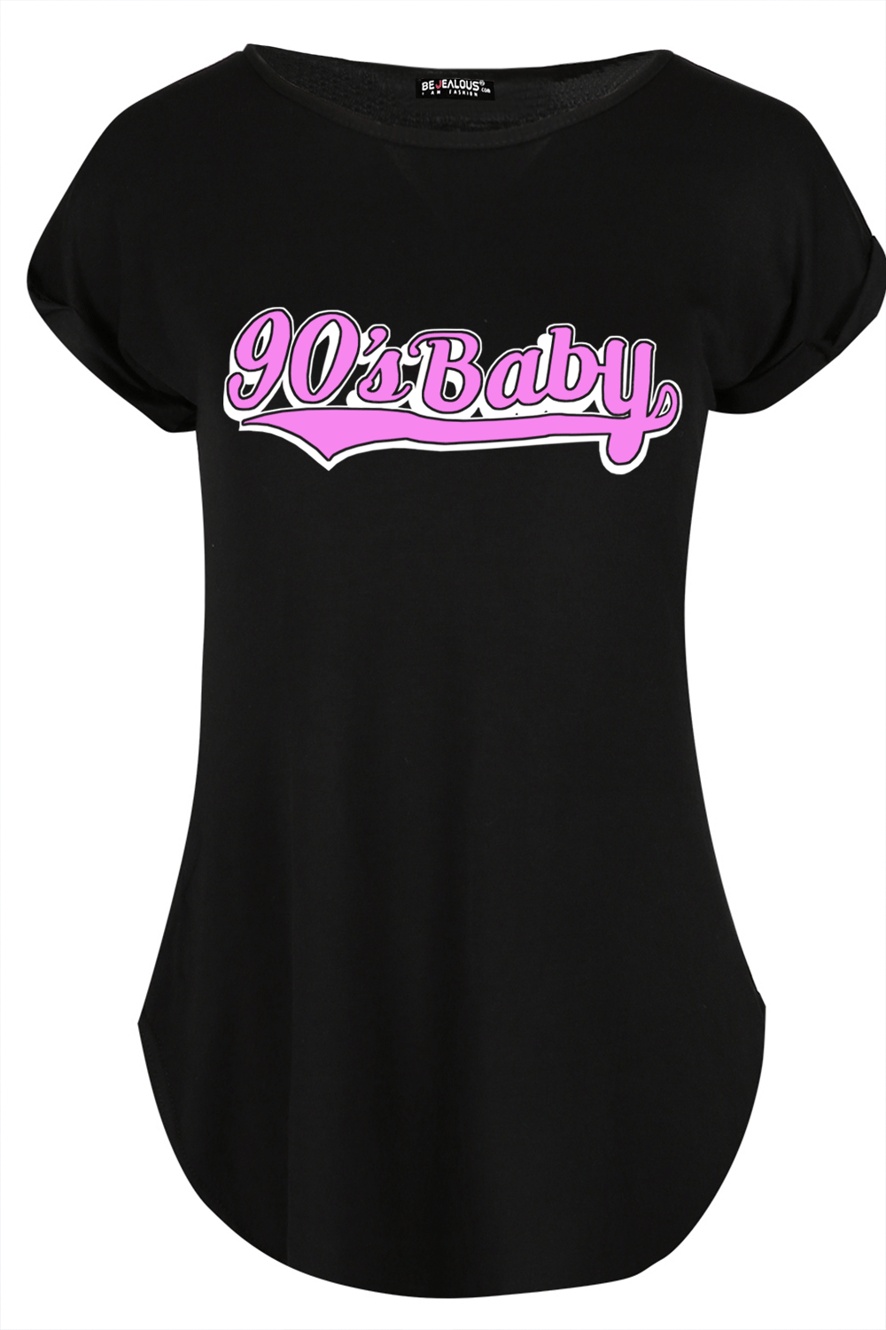 Lily 90s Baby Printed Curved Hem Turn Up T Shirt
