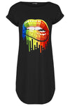 Lily Rainbow Biting Lips Oversized Curved Hem Mini Tee Dress