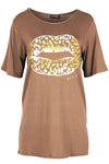 Amelia Gold Foil Lips Printed Baggy Oversized T Shirt