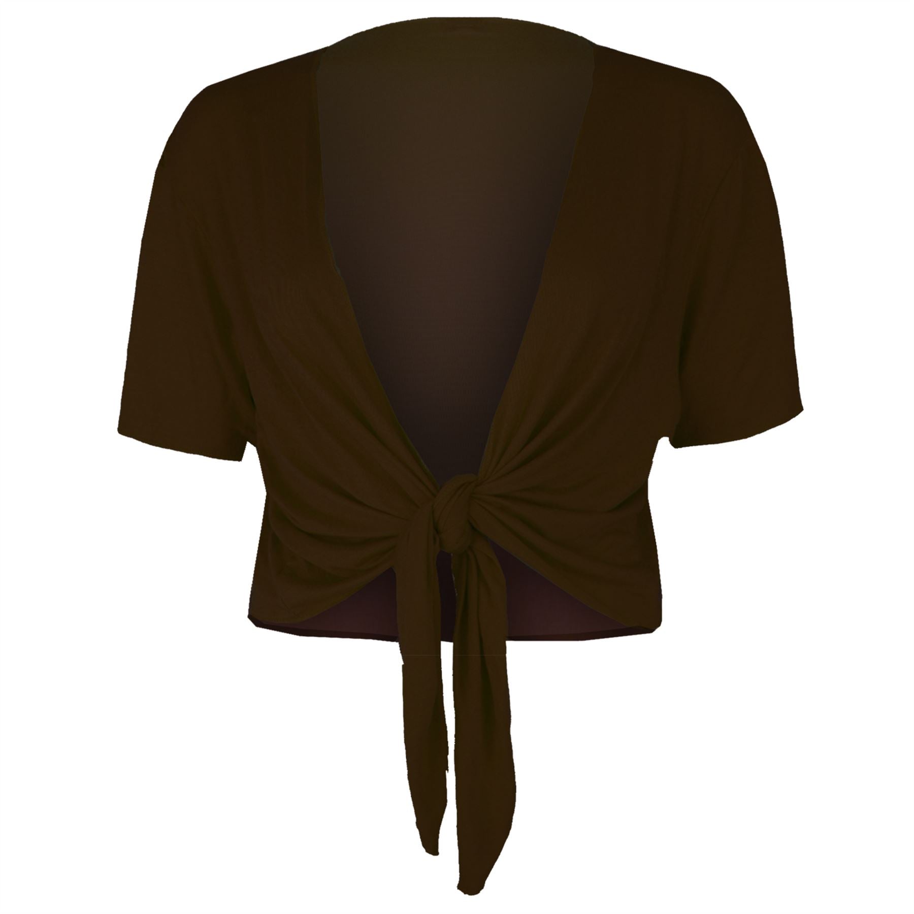 Tie Front Basic Jersey Short Sleeve Shrug