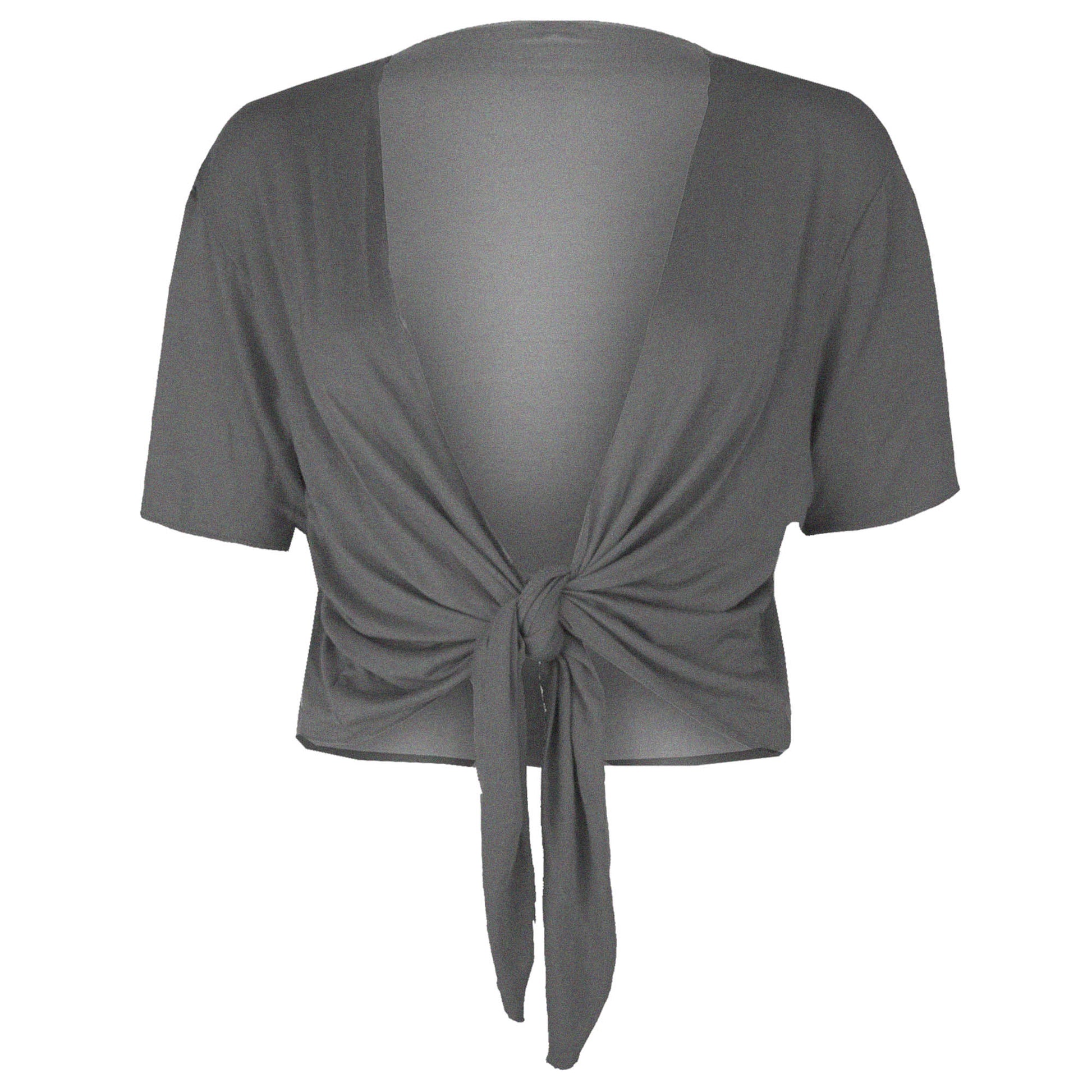 Tie Front Basic Jersey Short Sleeve Shrug