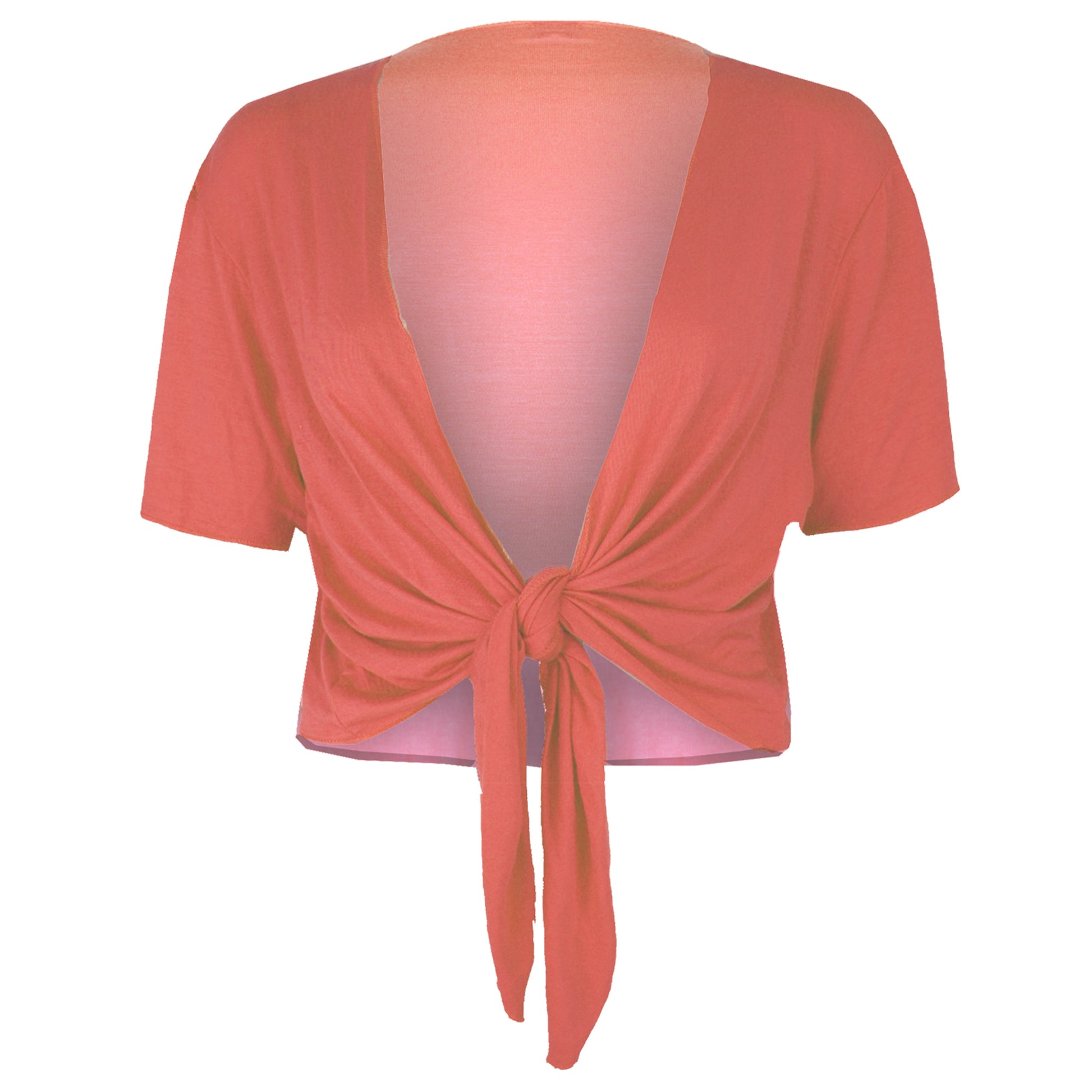 Tie Front Basic Jersey Short Sleeve Shrug