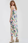 Blue Tropical Floral Print Loose Fit Maxi Dress - bejealous-com