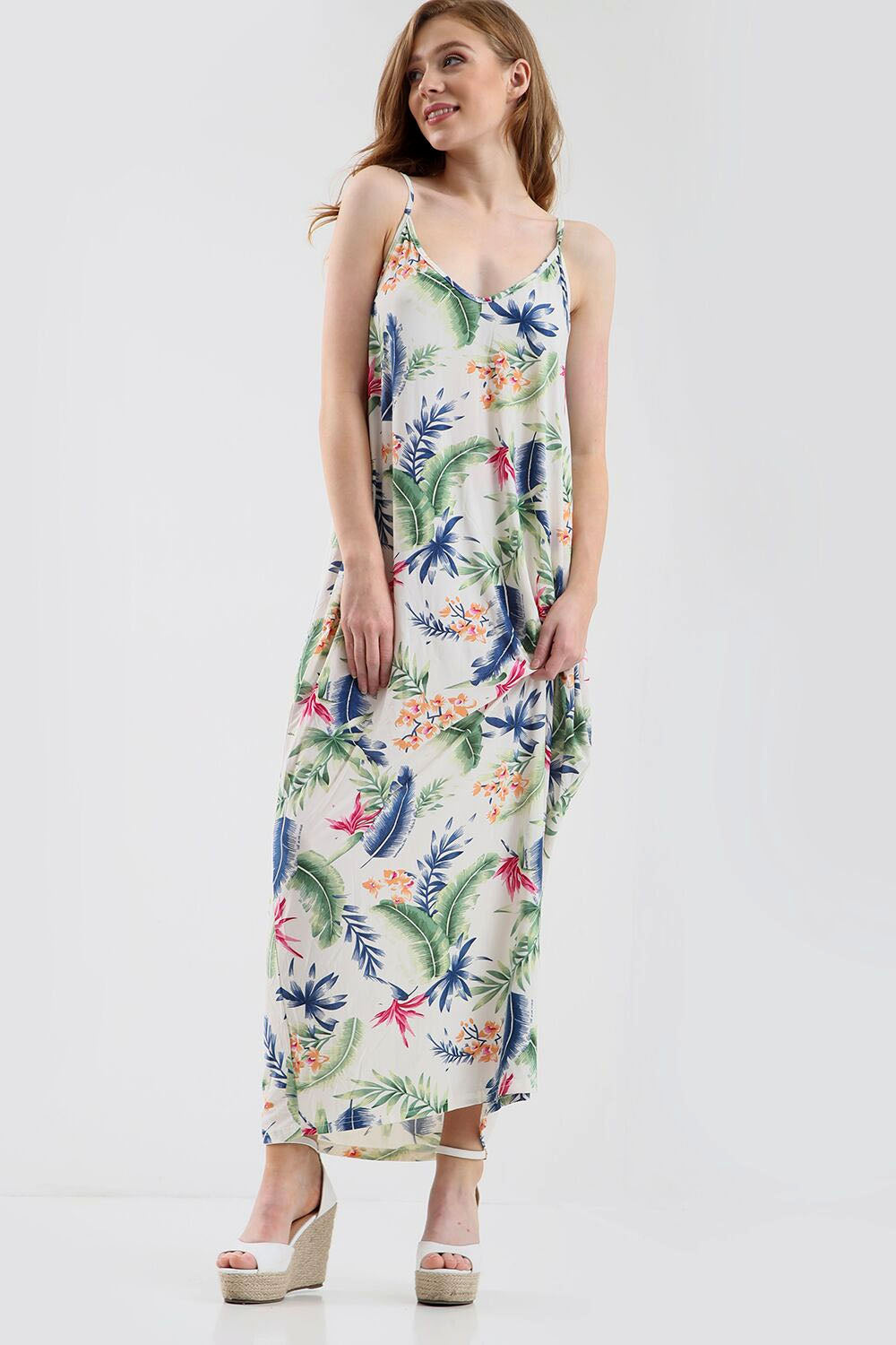Cami Floral Print Floaty Strappy Maxi Dress - bejealous-com
