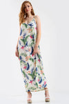 Blue Tropical Floral Print Loose Fit Maxi Dress - bejealous-com