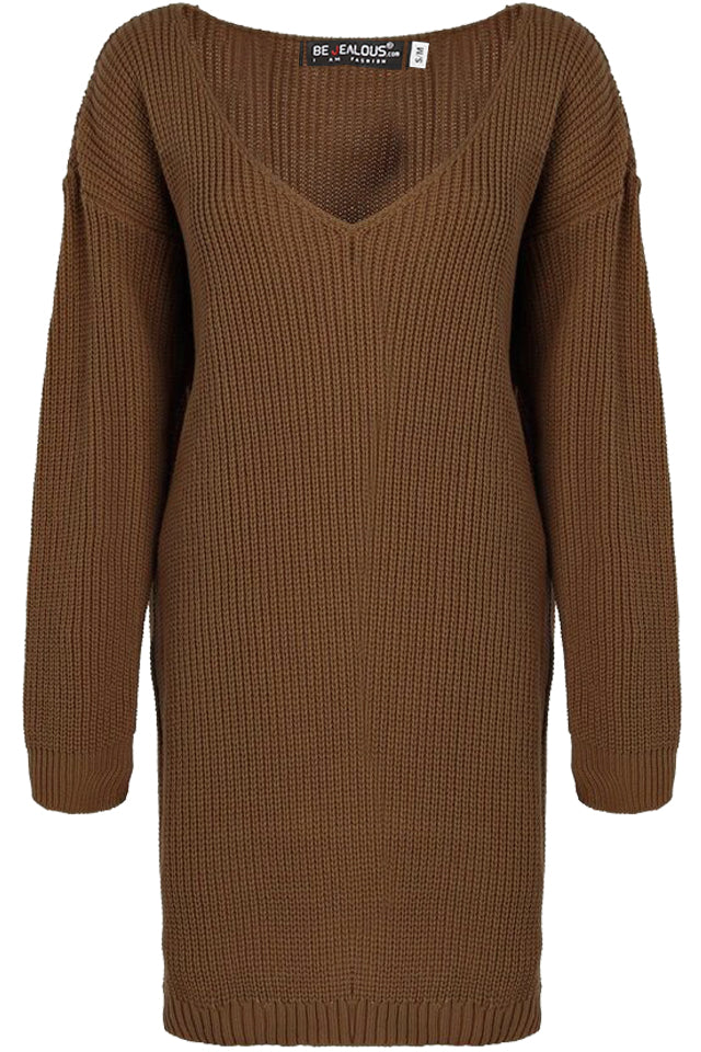 V Neck Chunky Knit Oversize Jumper