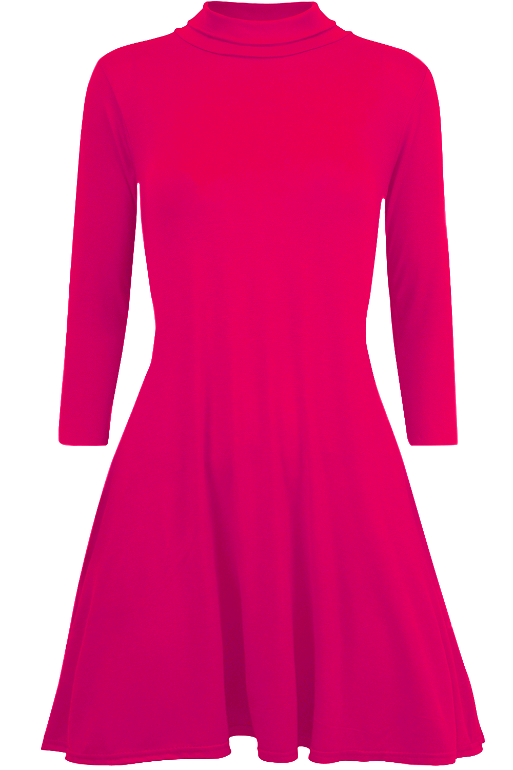 Elsie Polo Neck Long Sleeve Flared Swing Dress