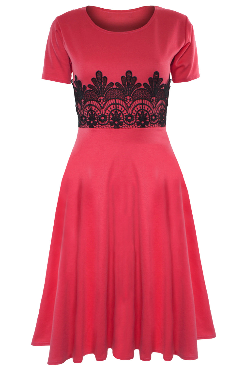 Amarah Cap Sleeve Lace Insert Midi Skater Dress