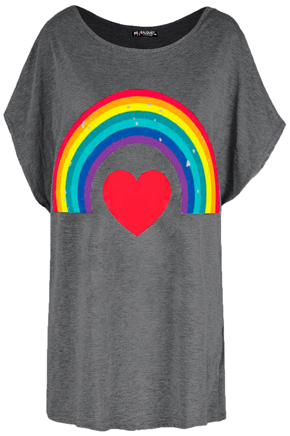 Aria Rainbow Heart Batwing Oversized T Shirt