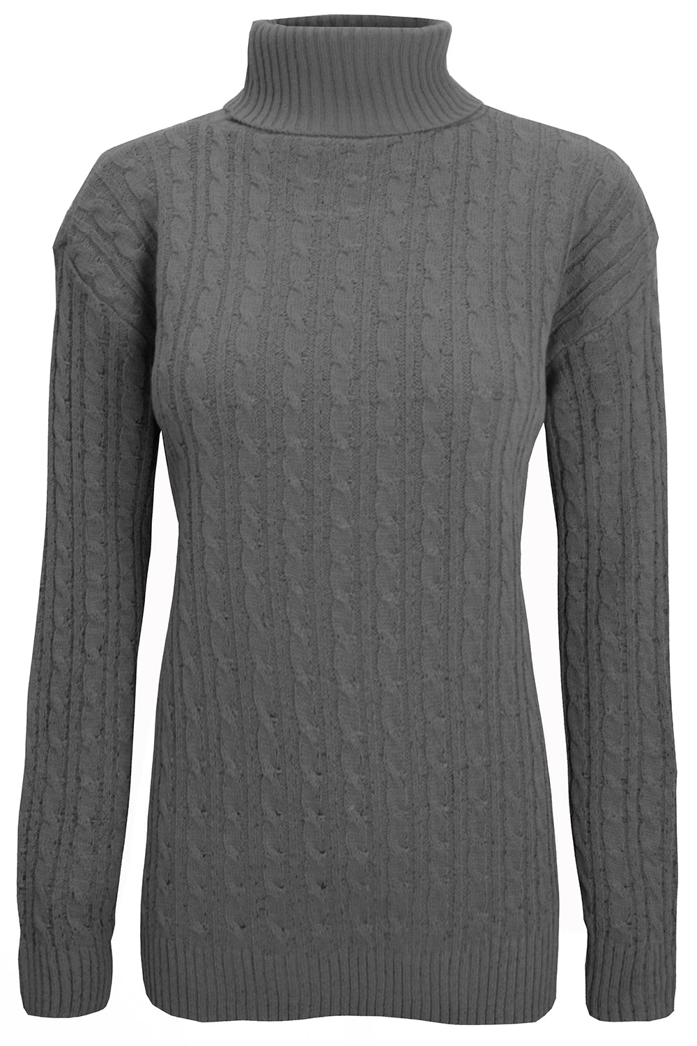 Lily Roll Neck Cable Knit Long Sleeve Jumper