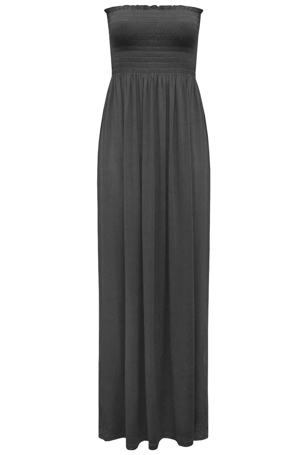 Black Strapless Sheering Bandeau Maxi Dress