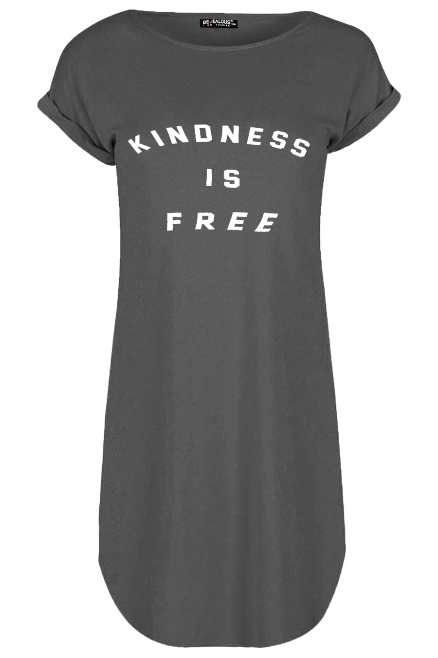Ella Kindness Is Free Oversized Curved Hem Mini Tee Dress