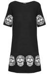 Iliza Skull Print Loose Fit Tshirt Dress