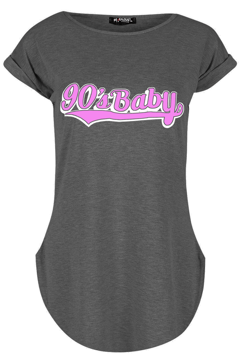 Lily 90s Baby Printed Curved Hem Turn Up T Shirt