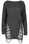 Ria Chunky Knit Oversized Ripped Jumper