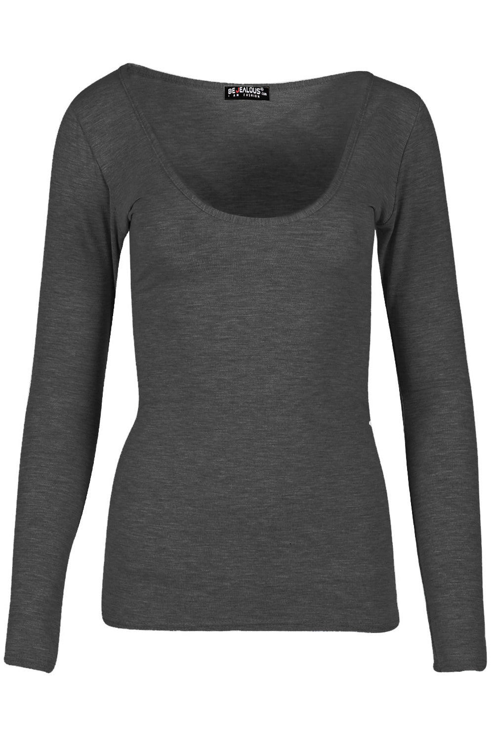 Aria Scoop Neck Long Sleeve Plain T Shirt