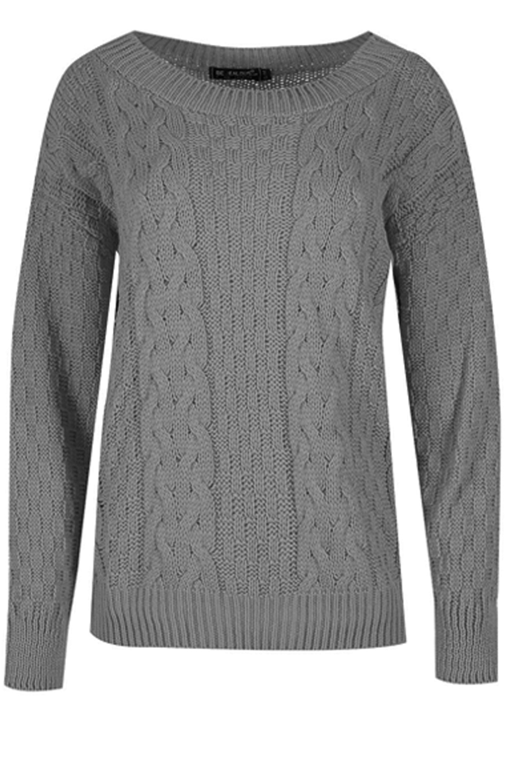 Long Sleeve Burgundy Cable Knit Jumper