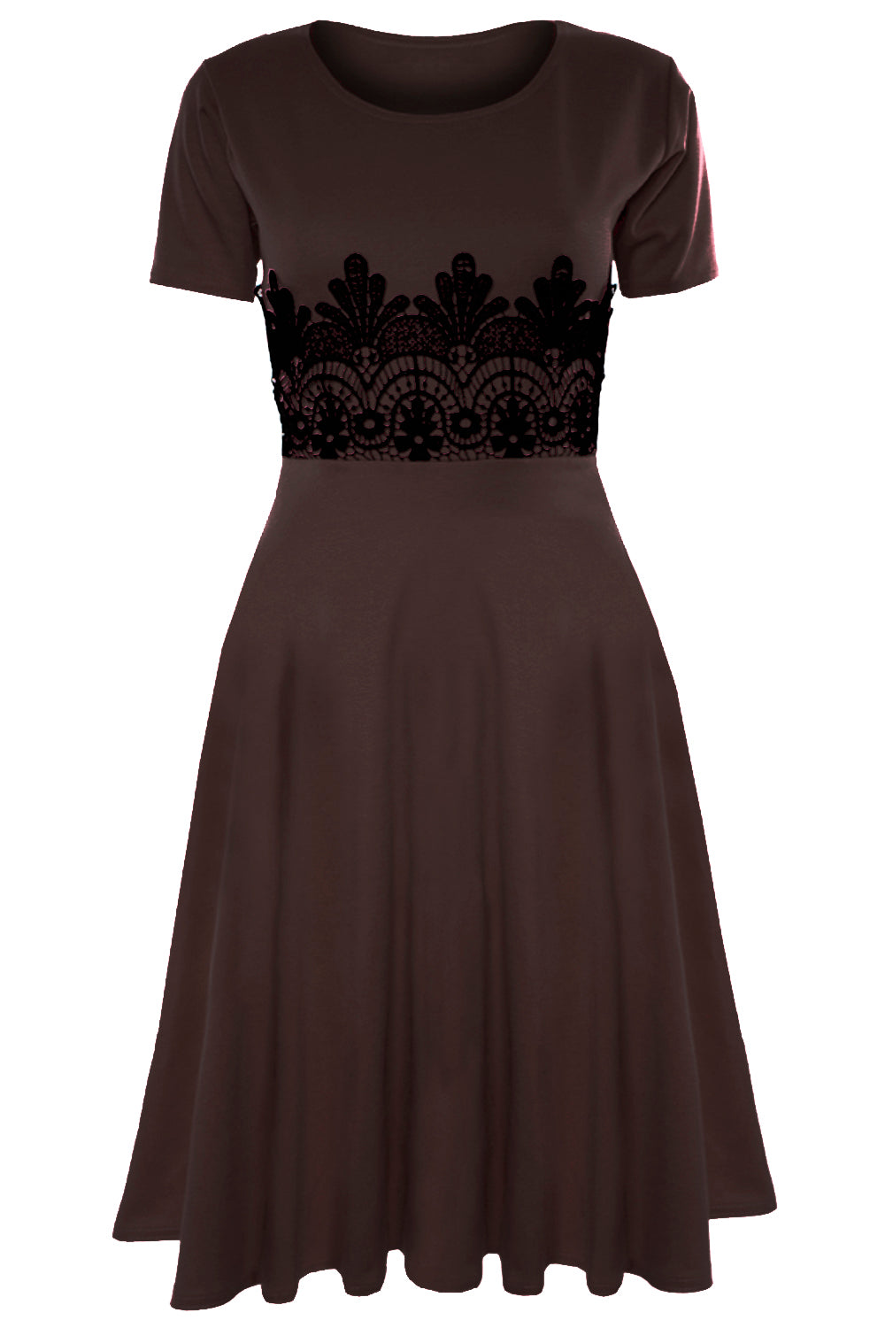 Amarah Cap Sleeve Lace Insert Midi Skater Dress